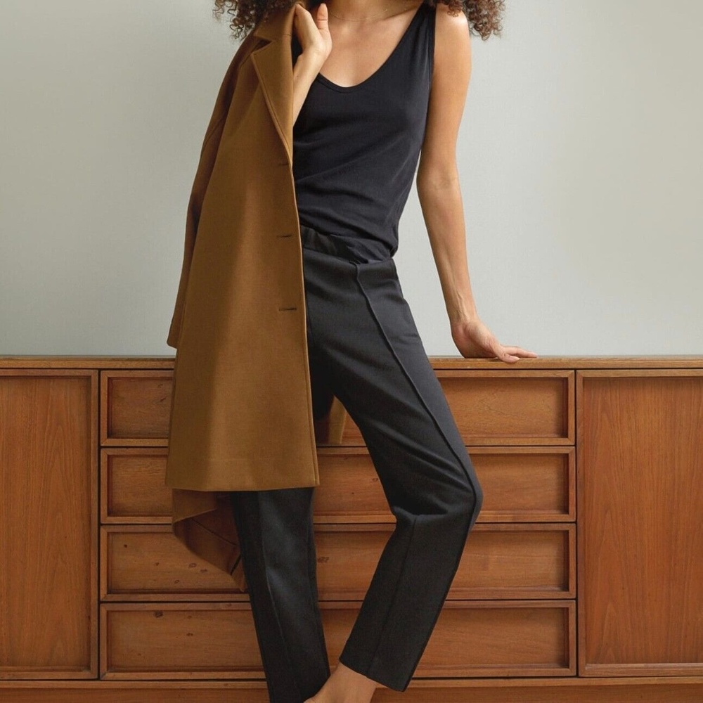 New Everlane The Dream Pant Elastic Waist Tapered Leg Knit Pants Black Size XS - Picture 15 of 16